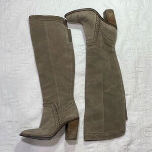 Vince Camuto Madolee Tall Knee High Suede Boots Taupe Tan Size 8